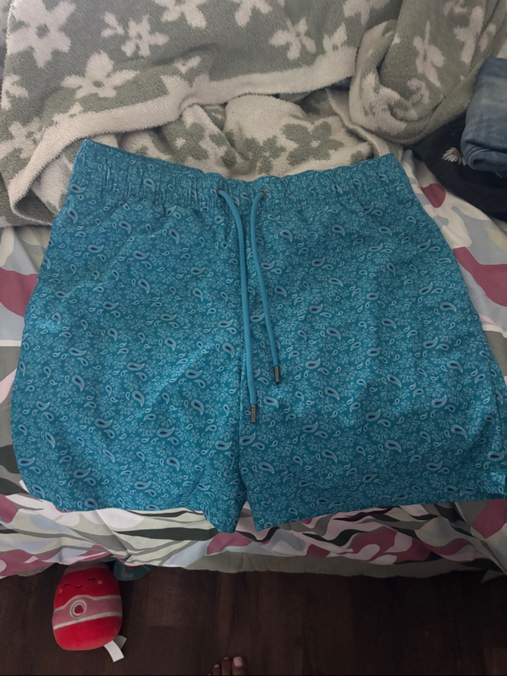 Blue Paisley Drawstring Women’s Shorts